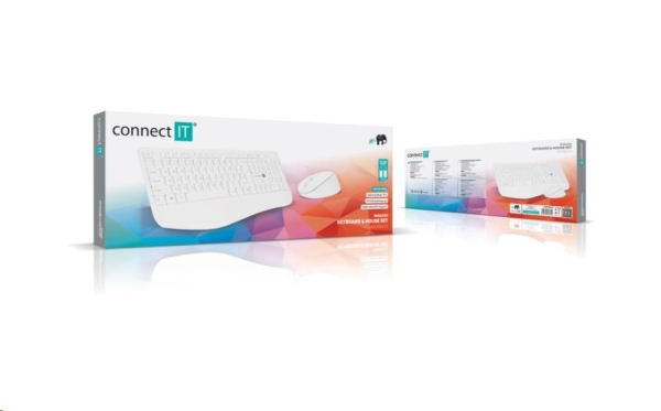 CONNECT IT Combo bezdrátová bílá klávesnice + myš, CZ + SK layout