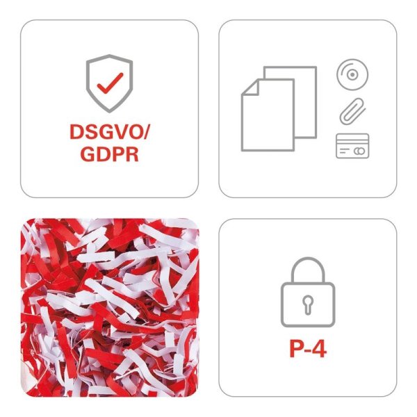 Skartovací stroj HSM SECURIO P36i - P4, řez na částice