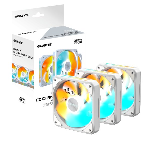 GIGABYTE ventilátor EZ CHAIN RVS FAN 3-PACK, 3x120mm, bílá