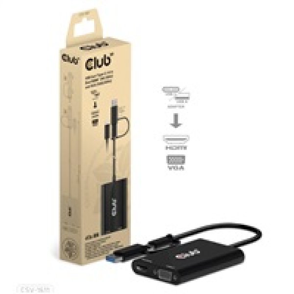 Club3D adaptér USB Gen1 Type-C/-A to Dual HDMI (4K/30Hz) / VGA (1080/60Hz)?v=1747378539