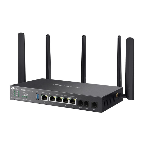 TP-Link DR3650v-4G OMADA ADSL/VDSL/4GLTE gateway (AX3000,2xFXS,1xDSL,2,4GHz/5GHz,1xGbELAN/WAN,4xGbE,1xUSB3.0,2xnanoSIM)