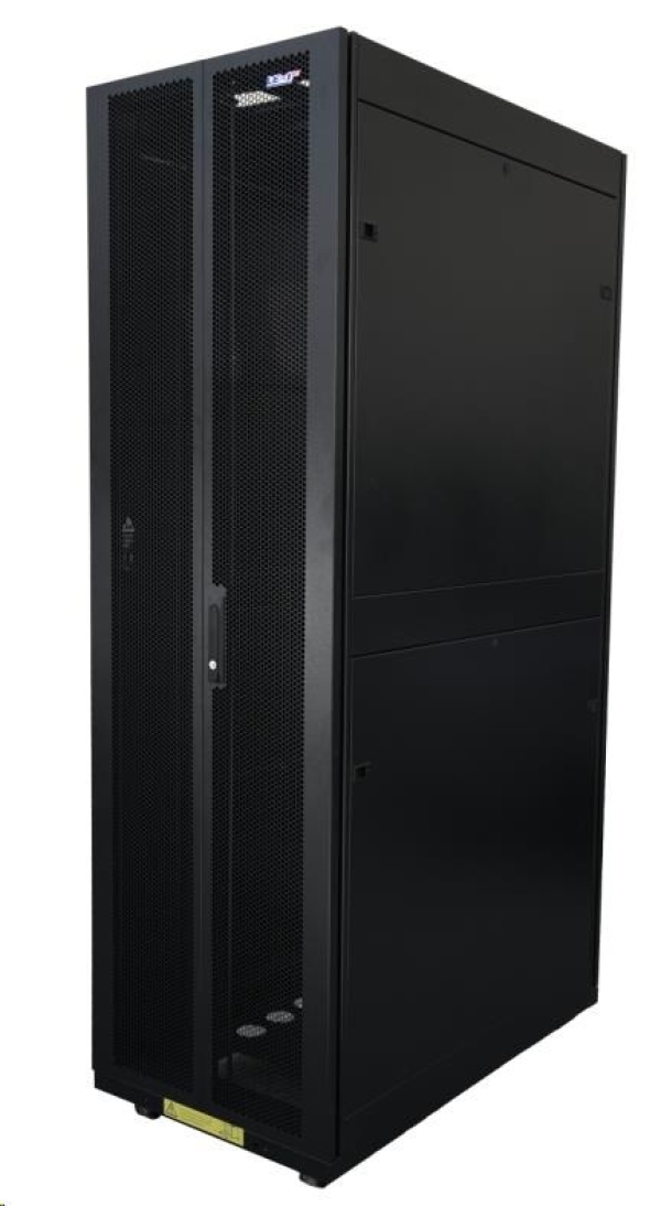LEXI-Net 19" stojanový rozvaděč 42U 600x1000 rozebiratelný, kolečka, 1000kg, perforované dveře, černý