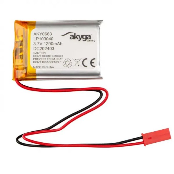 Akyga Li-Pol baterie LP103040 3.7V/1200mAh PCM JST 2.54 2-Pin