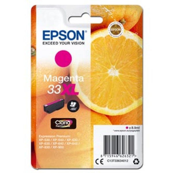 Náplň EPSON C13T33634012, T33XL purpurová (8,9 ml)