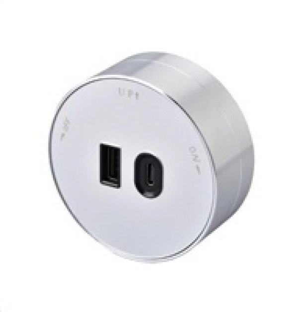 Viking zásuvkový modul A60, 1x USB-A, 1x USB-C, PD, stříbrná