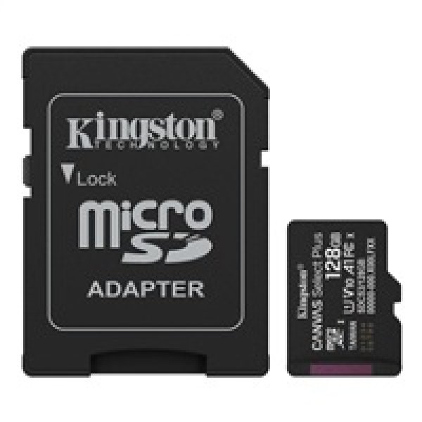 Kingston MicroSDXC karta 128GB Canvas Select Plus, U1, V10, A1, SD Adaptér