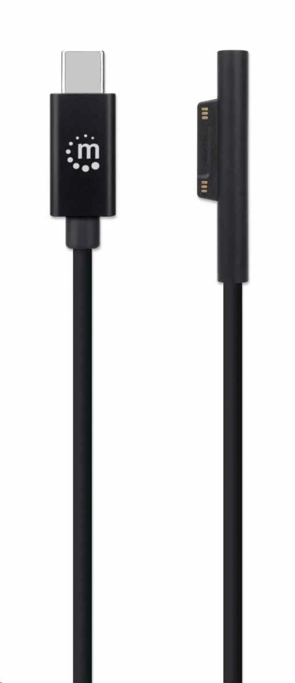 Manhattan nabíjecí kabel, Surface Connect to USB-C Charging Cable (M/M), 15 V / 3 A, 1.8m, černá