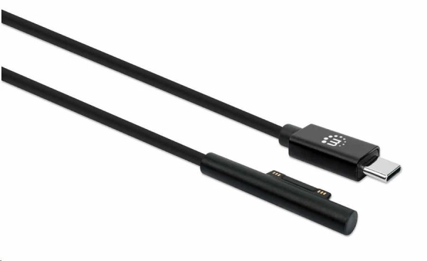 Manhattan nabíjecí kabel, Surface Connect to USB-C Charging Cable (M/M), 15 V / 3 A, 1.8m, černá