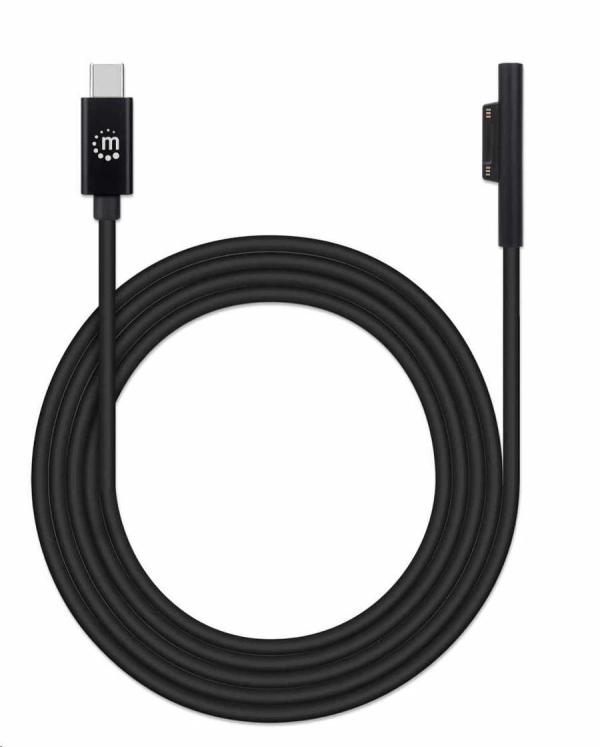 Manhattan nabíjecí kabel, Surface Connect to USB-C Charging Cable (M/M), 15 V / 3 A, 1.8m, černá