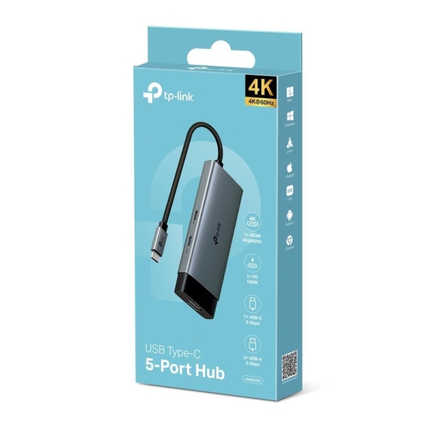 TP-Link UH5020C USB-C hub 5v1 (2x USB3.2Gen1,2xUSB-C3.2Gen1, 1xHDMI, PD 100W)