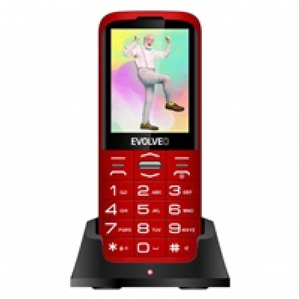 EVOLVEO EasyPhone XO, mobilní telefon pro seniory s nabíjecím stojánkem (červená barva)