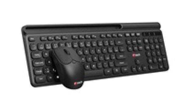 Klávesnice C-TECH Quallis WLKMC-05, bezdrátový combo set s myší, černý, USB, CZ/SK