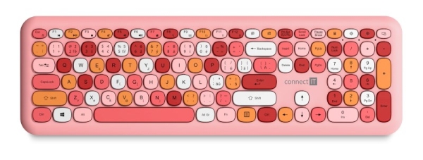 CONNECT IT Set Klávesnice+myš FASHION combo, bezdrátová, (+1x AAA +1x AA baterie zdarma), CZ + SK layout, růžová