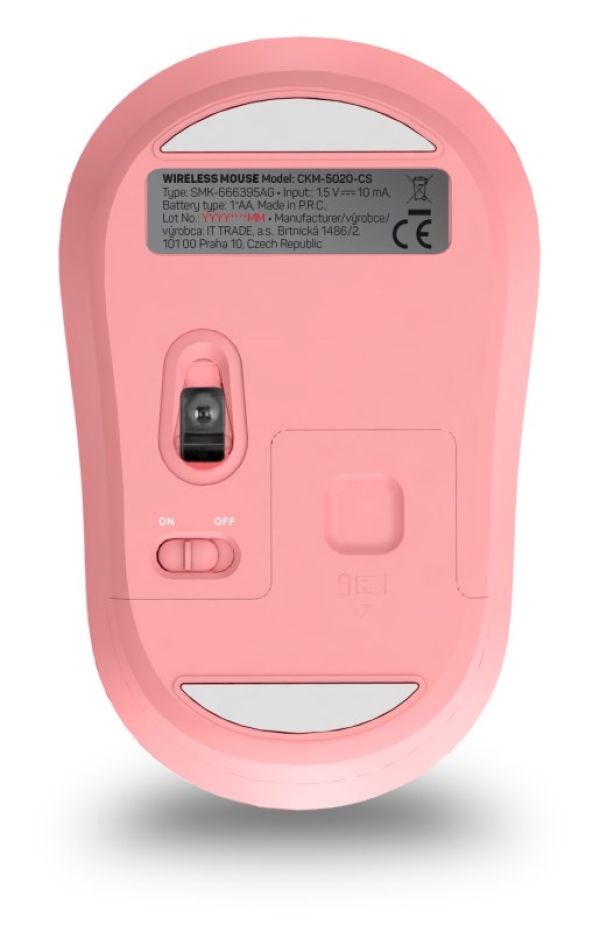 CONNECT IT Set Klávesnice+myš FASHION combo, bezdrátová, (+1x AAA +1x AA baterie zdarma), CZ + SK layout, růžová