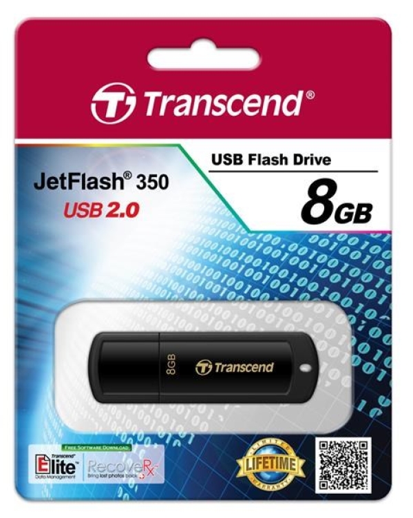 TRANSCEND Flash Disk 8GB JetFlash®350, USB 2.0 (R:13/W:4 MB/s) černá