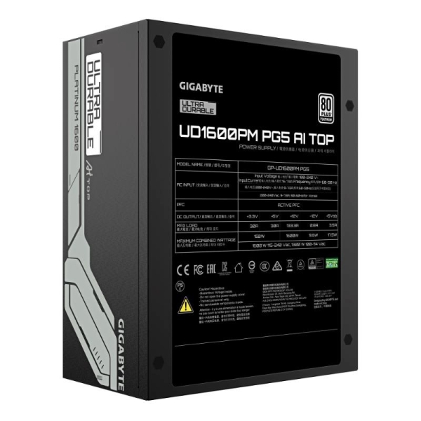 GIGABYTE zdroj UD1600PM PG5 AI TOP, 1600W, 80+ Platinum, 140mm fan