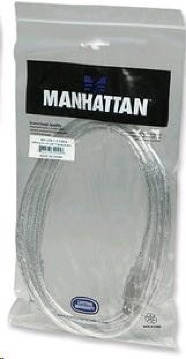 MANHATTAN Kabel USB 2.0 A-B propojovací 3m (stříbrný)