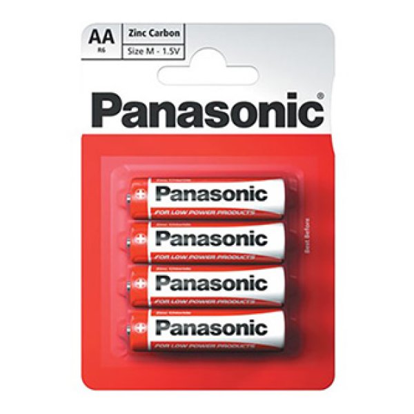 PANASONIC Zinkouhlíkové baterie Red Zinc R6RZ/4BP EU AA 1,5V (Blistr 4ks)