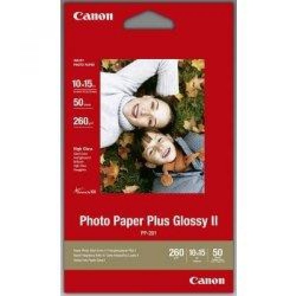 Canon Photo Paper Plus Glossy II PP-201 - Vysoce lesklý - 270 mikronů - 100 x 150 mm - 260 g/m2 - 5 listy fotografický papír - pro PIXMA iP2600, iP2700, iP3500, iP4500, iX7000, MG8250, MP220, MP520, MX7600, MX850, TS7450