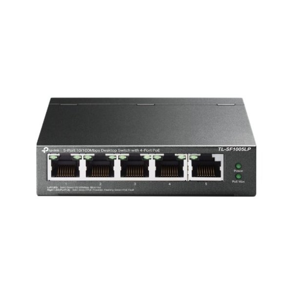 TP-Link switch TL-SF1005LP (5x100Mb/s, 4xPoE, 41W, fanless)