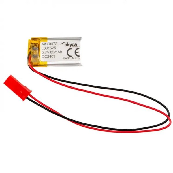 Akyga Li-Pol baterie LP301525 3.7V / 85mAh PCM JST 2.54 2-Pin 