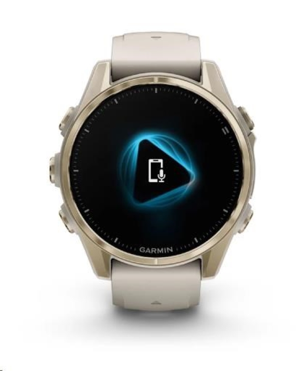 Garmin fenix® 8 – 43 mm, AMOLED, Sapphire, Soft Gold / Fog grey se silikonovým řemínkem, EU