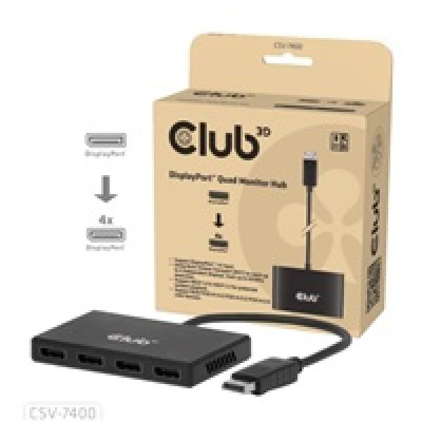 Club3D hub MST (Multi Stream Transport) DisplayPort 1.4 na 4x DisplayPort, Quad monitor, 4x 4K30Hz, 8K30Hz?v=1762814402