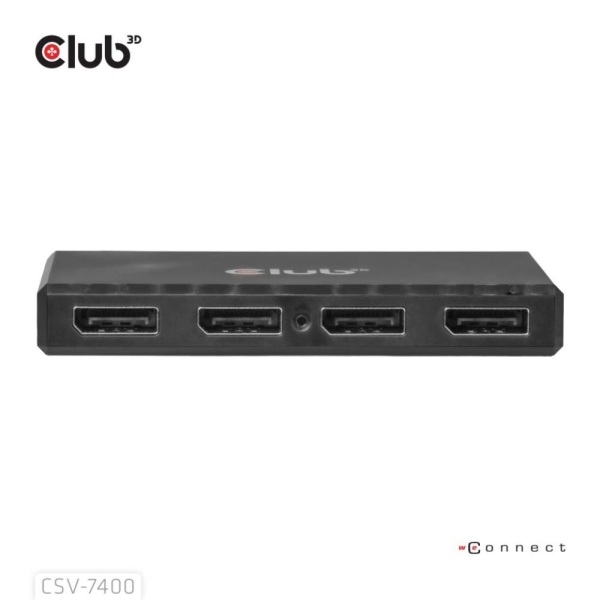 Club3D hub MST (Multi Stream Transport) DisplayPort 1.4 na 4x DisplayPort, Quad monitor, 4x 4K30Hz, 8K30Hz