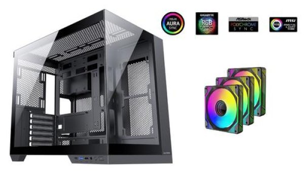 1stCOOL CubeTower DREAMER, skrinka ATX, 3x ARGB ventilátor + radič, USB3.0, USB-C, čierna