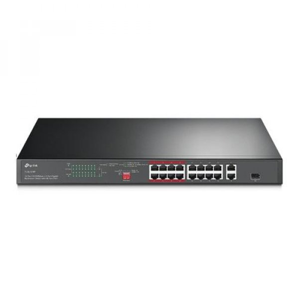 TP-Link CCTV switch TL-SL1218P (16x100Mb/s, 1xGbE uplink, 1xGbE/1xSFP combo uplink, 16xPoE+, 150W)