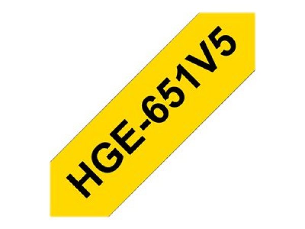 Brother HGE-651V5 - Černá na žluté - Role (2,4 cm x 8 m) 5 kazeta/y lamino páska - pro P-Touch PT-9500pc, PT-9700PC, PT-9800PCN; P-Touch R RL-700S