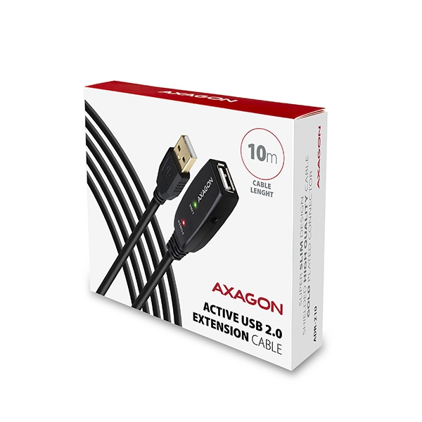 AXAGON ADR-210, USB 2.0 A-M -> A-F aktivní prodlužovací / repeater kabel, 10m
