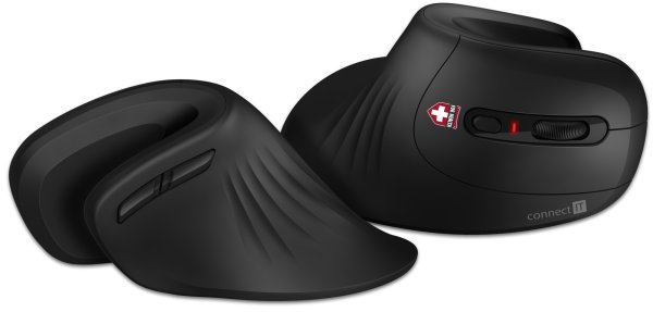 CONNECT IT FOR HEALTH ergonomická vertikální myš (+ 1x AA baterie zdarma) bezdrátová, černá