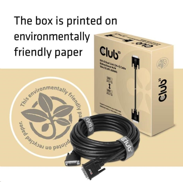 Club3D kabel DVI-D Dual Link (24+1), 10m, Bidirectional, 28 AWG