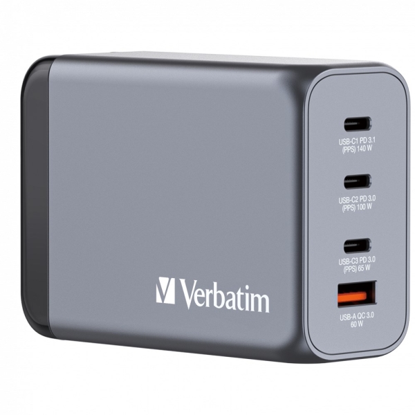 VERBATIM GaN Nabíječka do sítě GNC-240, 240W, 3x USB-C, 1x USB