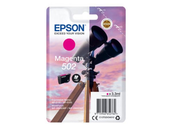 Náplň Epson 502, C13T02V34020 purpurová blistr s RF / akustickým alarmem