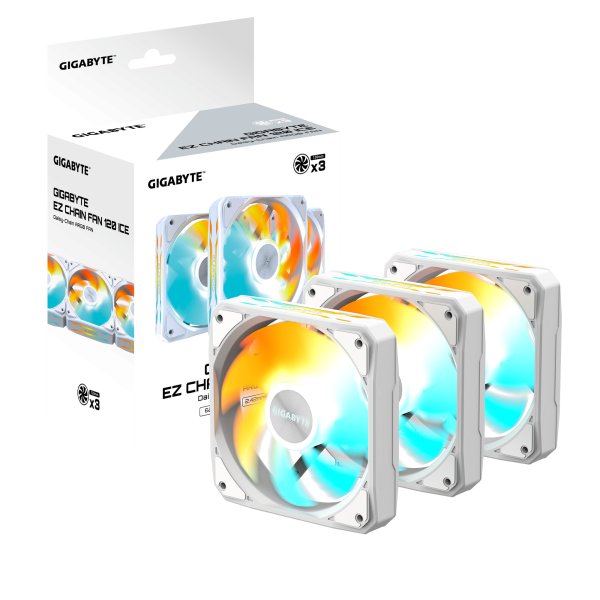 GIGABYTE ventilátor EZ CHAIN FAN 3-PACK, 3x120mm, bílá