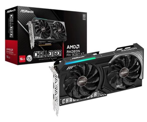 ASRock VGA AMD Radeon RX 9060 XT Challenger 16GB OC, RX 9060 XT, 16GB GDDR6, 2xDP, 1xHDMI