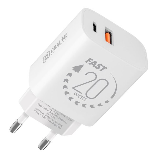 OBAL:ME Cestovní Nabíječka USB-A + USB-C 20W White?v=1750312805