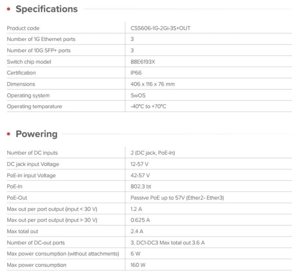MikroTik CSS606-1G-2Gi-3S+OUT Venkovní PoE switch GPERx6 (3x GBE, 3× 10G SFP+ GPERx6)