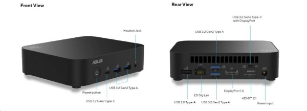 ASUS NUC 14 Essential/RNUC14MNK9700002/N97 Processor/DDR5-4800 SO-DIMM/USB Type-A,C/M.2 22x80/Wi-Fi/LAN/EU power cord