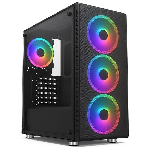 1stCOOL RAINBOW 4, skrinka ATX, zdroj 650W 88+, 4x RGB ventilátor, USB3, čierna