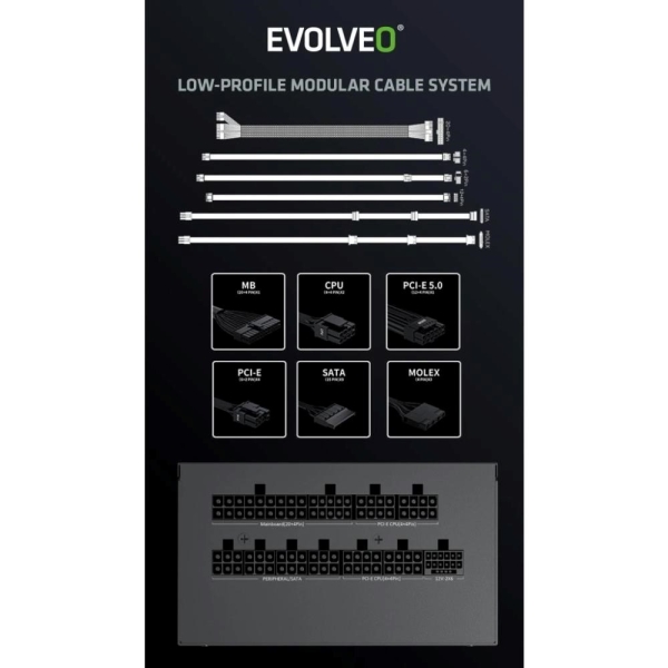 EVOLVEO G650,zdroj650W,ATX3.1,14cm,aPFC,80+GOLD,3YRW