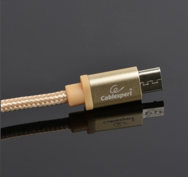 GEMBIRD Kabel USB A Male/Micro B Male 2.0, 1,8m, opletený, zlatý, blister