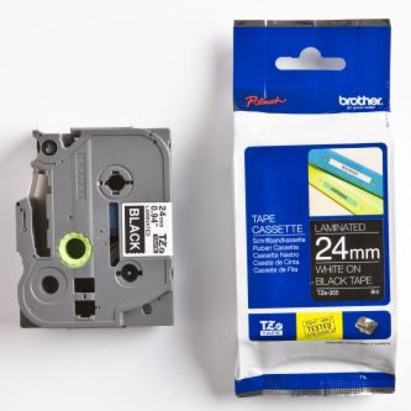 Páska Brother TZE-355, bílý/černý, 8m, 24mm