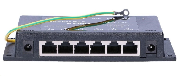 POE injektor aktivní/pasivní - 6x 1 Gb/s, stíněný, 802.3af/at