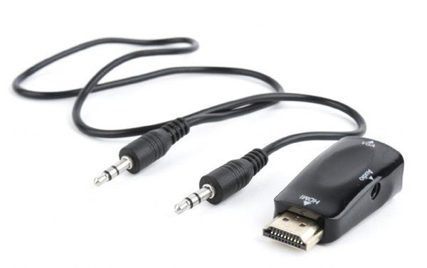 GEMBIRD Redukce HDMI - VGA+Audio (M/F, černá)