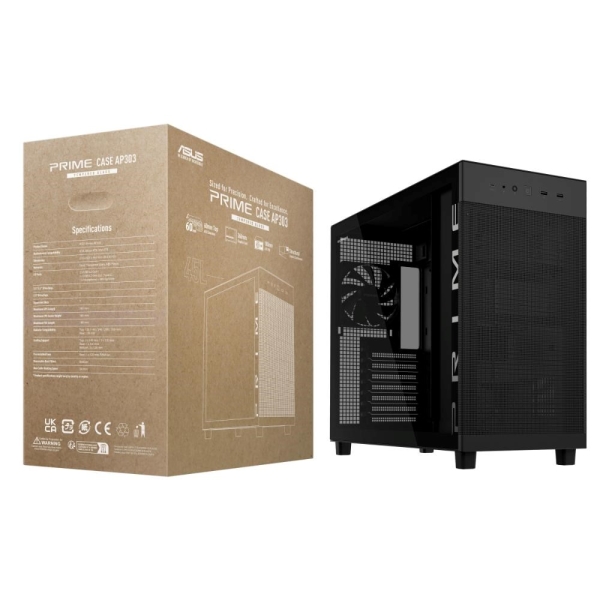 ASUS case PRIME AP303 TG BLACK, ATX, průhledná bočnice,1x120mm, černá