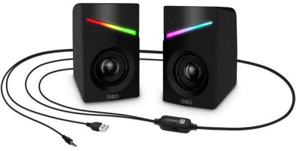 CONNECT IT Reproduktory NEO PC, RGB, USB, 3,5mm, černé
