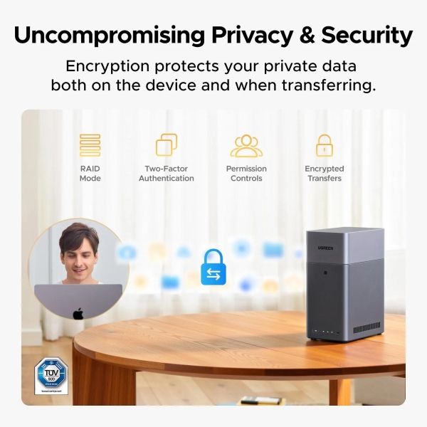 UGREEN NASync DH2300 (2x4C/RockchipA76+A55/2,2GHz/4GBRAM/2xSATA/1xGbE/2xUSB3.2/1xUSB-C/HDMI)